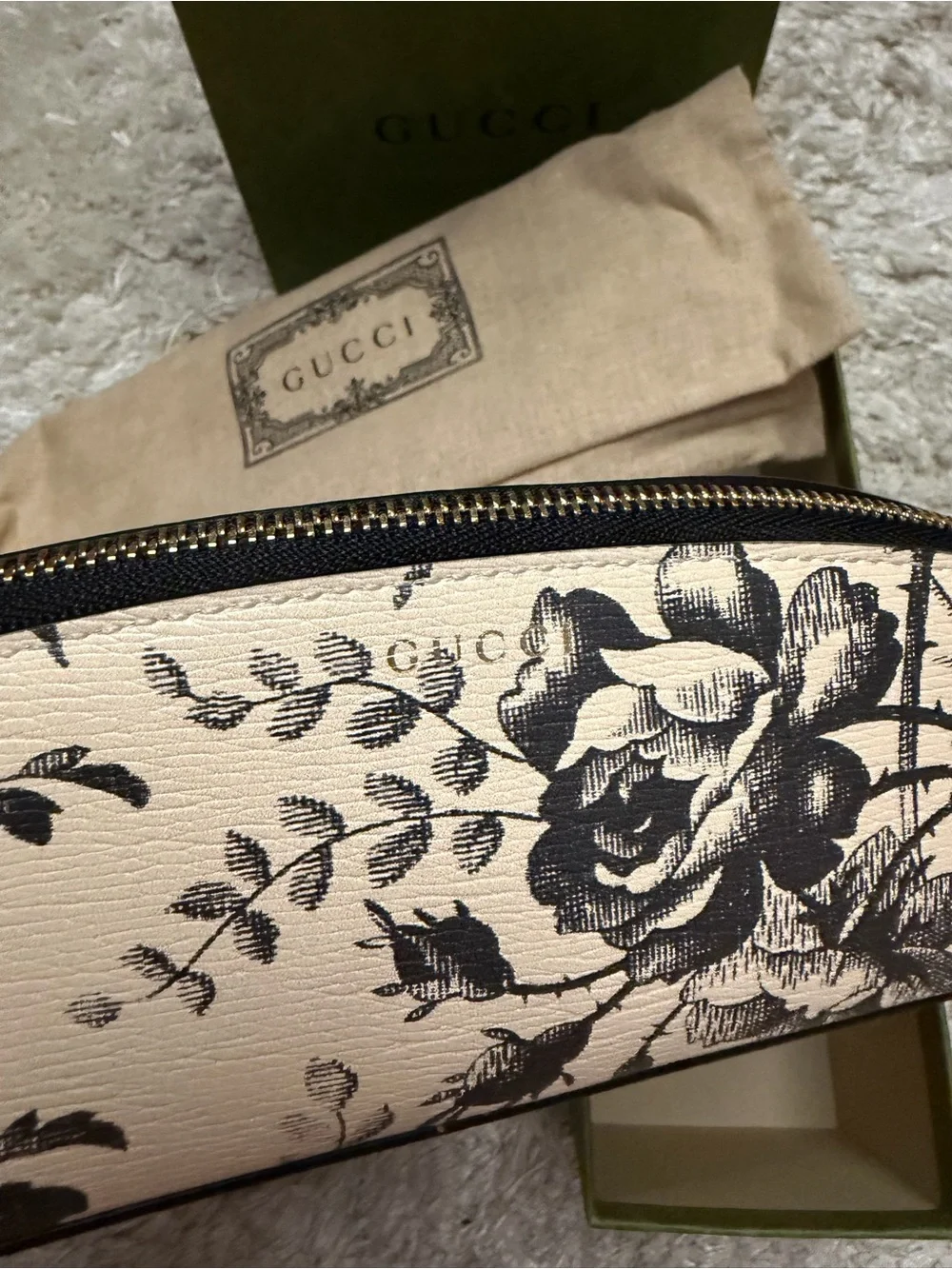 New Gucci Demetra Herbarium Print Pencil Pouch Case